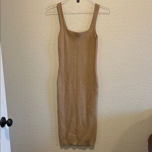 Chic Tan Sleeveless Midi Dress